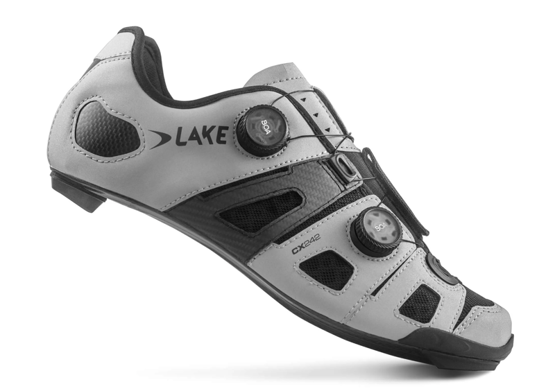 Lake CX242-X CFC Carbon Road Shoes Reflective Silver Wide Fit-2